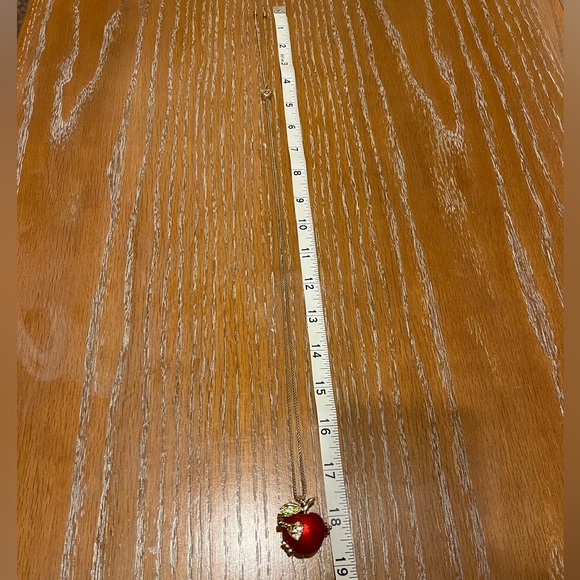 Betsey Johnson Gold Tone Back To School Red Apple Worm Locket Pendant Necklace - Picture 16 of 16